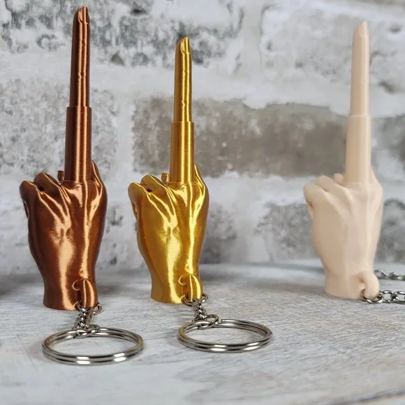 Collapsing Middle Finger Keychain | Fun Fidget Toy | Gag Gift | 3D Printed - Picture 2 of 7
